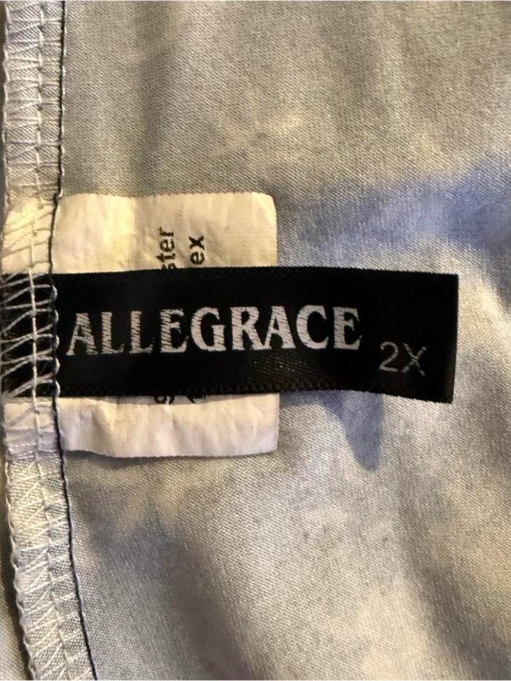 ALLEGRACE 2X Light Blue Satin Top - Picture 3 of 7